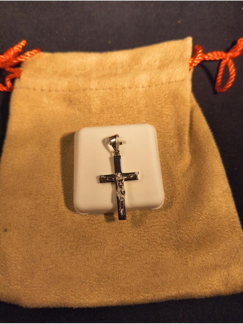 Solid .925 Sterling Silver Cross With Jesus Pendant